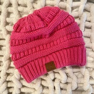 Dark pink/red CC beanie hat